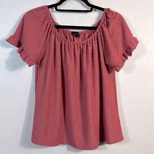 W5 Dusty Rose Swiss Dot Off the Shoulder Flutter Sleeve Shortsleeve Women Small